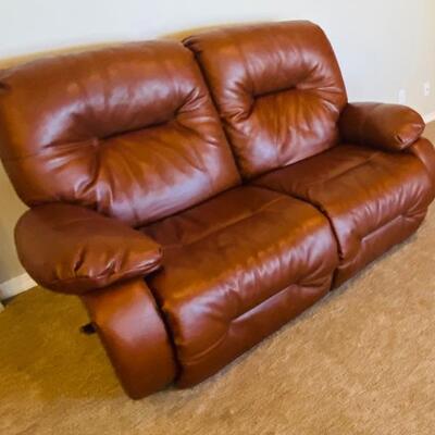 Leather Double-Reclining Leather Sofa in Excellent Condition, Maker Unknown, Lot #2