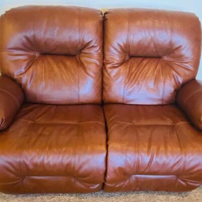 Leather Double-Reclining Leather Sofa in Excellent Condition, Maker Unknown, Lot #2