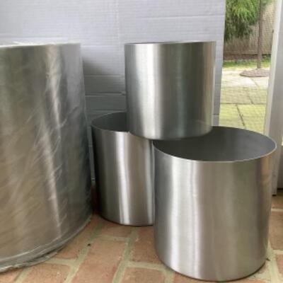 O - 300 Lot of Four Silver Cylinder Planters 