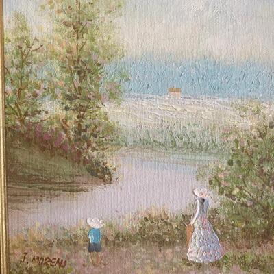 "Unknown Name" - Signed Oil on Canvas Reproduction by J. Moreau, Lot #18