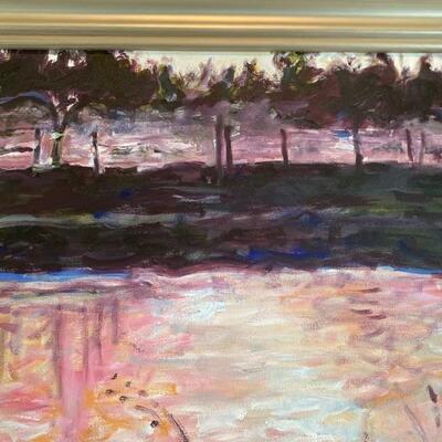 "Abstract Pond" - Oil on Canvas Signed by L. Miller
