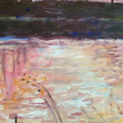 "Abstract Pond" - Oil on Canvas Signed by L. Miller