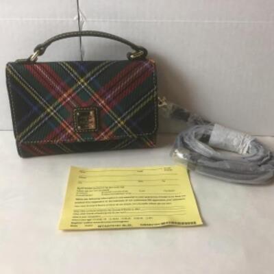 P389 New Dooney & Bourke Black Tartan Small Mimi Crossbody Bag 