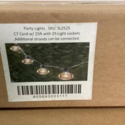 O - 303   Three Sets of Party Lights / Large Round Painted Metal Tub