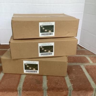 O - 303   Three Sets of Party Lights / Large Round Painted Metal Tub