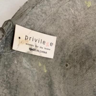 O - 305  Privilege Bird Bath, Pair of Wrought Iron Frogs, Composite Cat Angle 