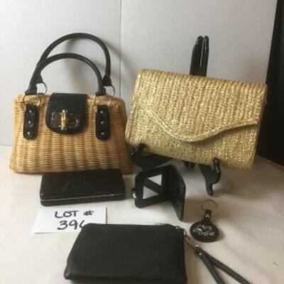 P396 Basketweave Leather Purse Wallets and Clutch 