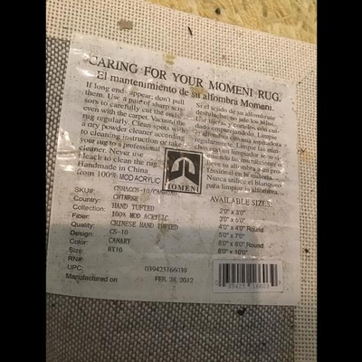 N - 312  Momeni Rug ( Canary Yellow ) 8â€™ x 10â€™