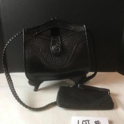 P400 Handcrafted Black Leather Handbag with Kenneth Cole zipper wallet  