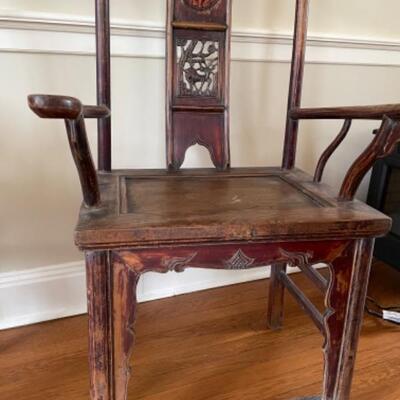 Pair of antique Asian hall chairs