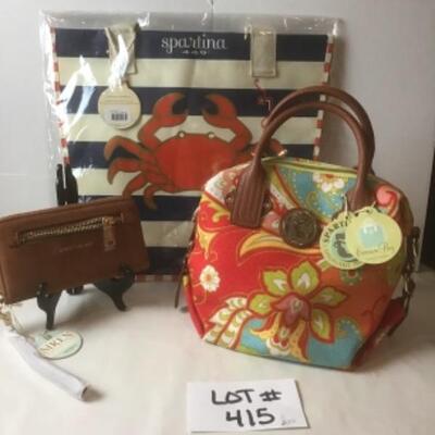 P415 New with Tag 3pc SPARTINA Excursion Bag and zipper Wallet 