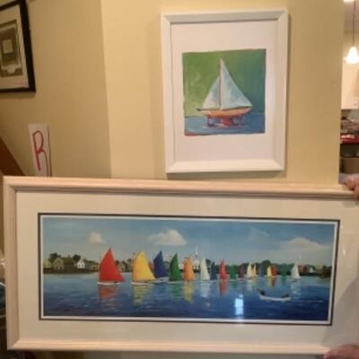  N - 314  Two Framed Sailboat Prints 