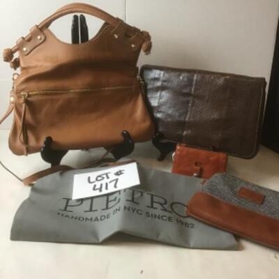 P417 New without tag PIETRO Leather Handbag with zipper cases 