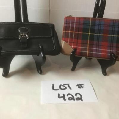 P422 Set of two COACH Leather Wristlet and Tartan Zipper Case 