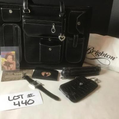 P440 New with Tag BRIGHTON Leather Travel Bag with Watch and Card Clutches