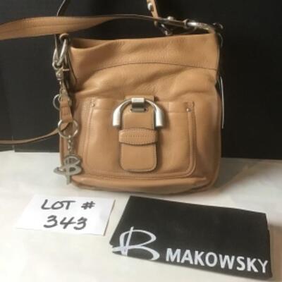 P343 New with tag Makowsky Brown Leather Bag 