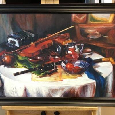 Large Still Life Oil on Canvas Signed “Pritchard”. LOT C1