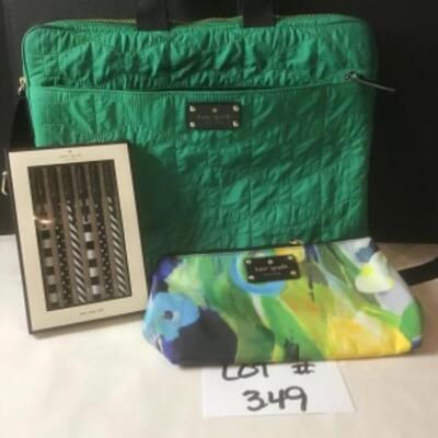 P349 New with tag KATE SPADE New York Abstract Garden Travel Bag and Pen Set 