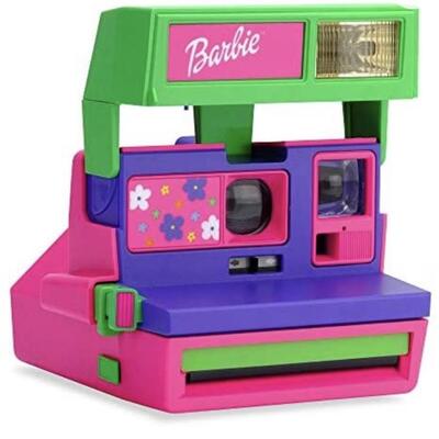 Collection of three vintage cameras with rare Barbie Polaroid