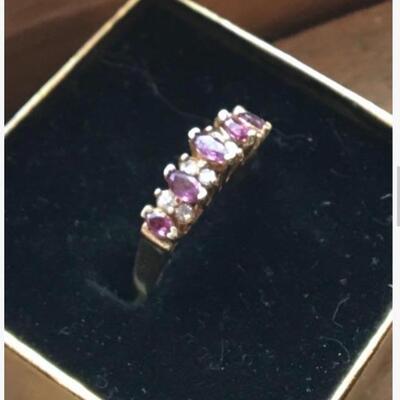 Amethyst and Diamond Ring 14k Size 5.5