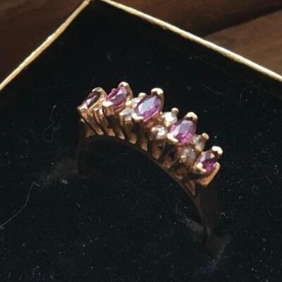 Amethyst and Diamond Ring 14k Size 5.5