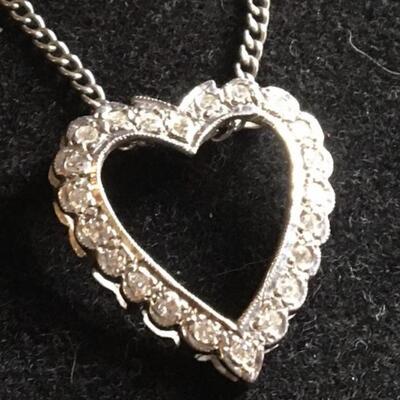 14k White Gold Necklace and 2 CTW Diamond Heart Pendant 18â€ Chain