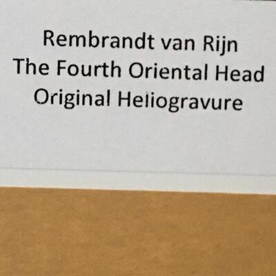 REMBRANDT â€œThe Fourth Oriental Headâ€ Original Heliogravure with COA. LOT A22