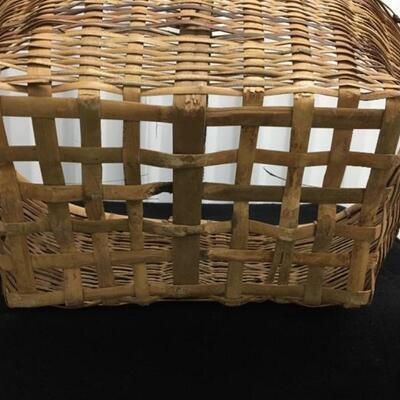 Vintage Hand Woven Basket with Handle 17â€ x 10â€ x 12â€