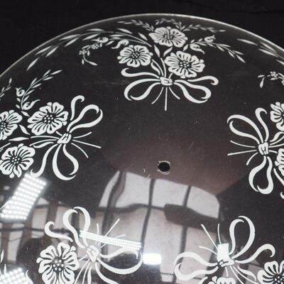 Lot 14 Vintage silk screened ceiling light cover glass 19"