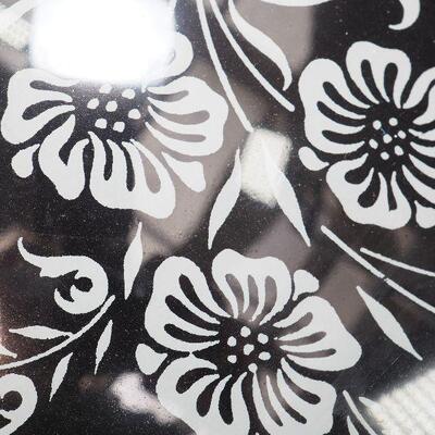 Lot 14 Vintage silk screened ceiling light cover glass 19"