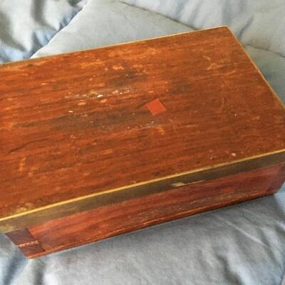 Vintage Wood and Brass Jewelry Box 6 x 4â€
