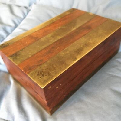 Vintage Wood and Brass Jewelry Box 6 x 4â€