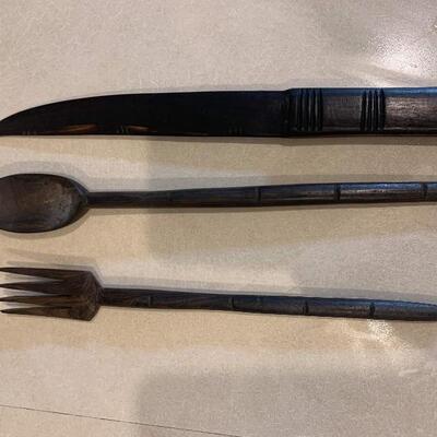 African wooden utensils vintage set