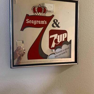 Vintage mirror Seagrams7 and 7up sign