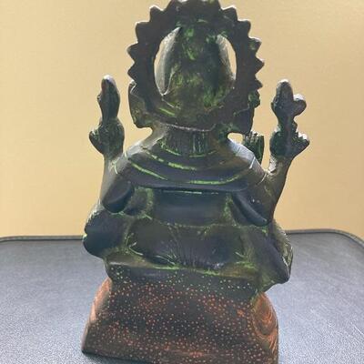Antique Bronzed Painted Metal Hindu Elephant God Statue 8â€