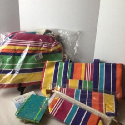 P356 New Canvas 4pc Awning Striped Weekend Duffle Set 