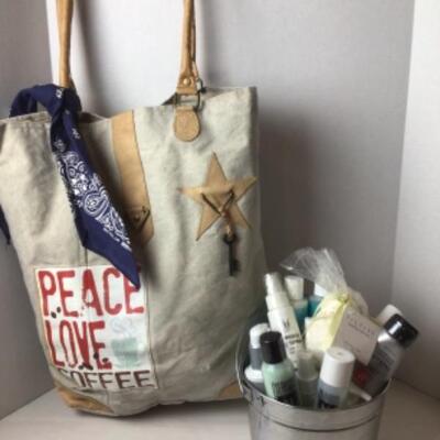 P361 Peace Tote with Serious Skin Care Products 