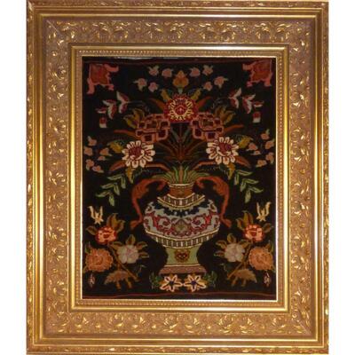 Framed Persian Rug Hand-Knotted Patterned 50"x70" Retail $1728.72