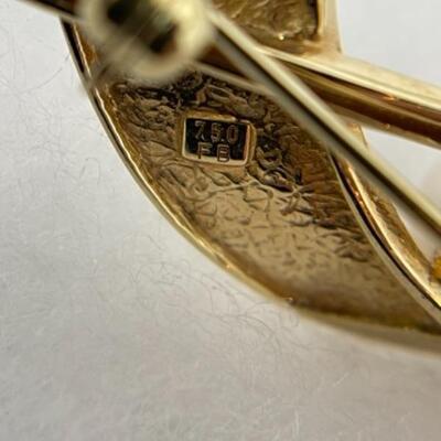 K450 18k YG Pearl and Diamond Pin/Brooch 