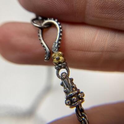 K451 Sterling & 18k gold Barbara Bixby Cross Necklace  Pendant 