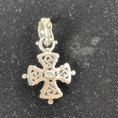K451 Sterling & 18k gold Barbara Bixby Cross Necklace  Pendant 