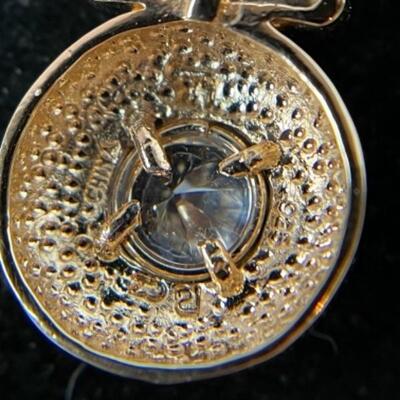 K453 Sterling CZ Two toned Pendant with sterling CZ Earrings 