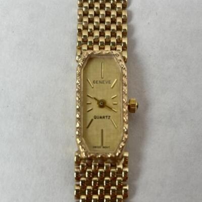 K543 14k Yellow Gold GENEVE Ladies Weave Bracelet Watch 