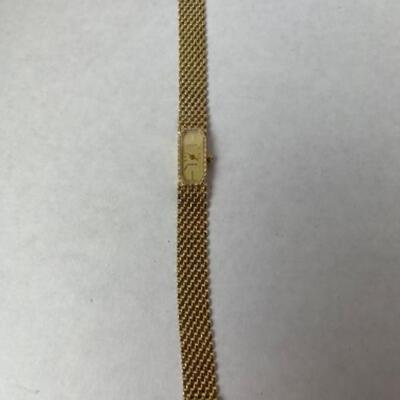 K543 14k Yellow Gold GENEVE Ladies Weave Bracelet Watch 