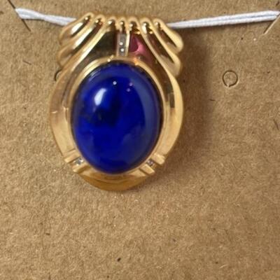 K545 14k & 10k Yellow Gold Blue Lapis Slide and Earrings Set 