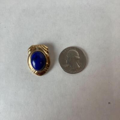 K545 14k & 10k Yellow Gold Blue Lapis Slide and Earrings Set 