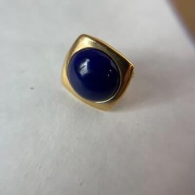 K545 14k & 10k Yellow Gold Blue Lapis Slide and Earrings Set 