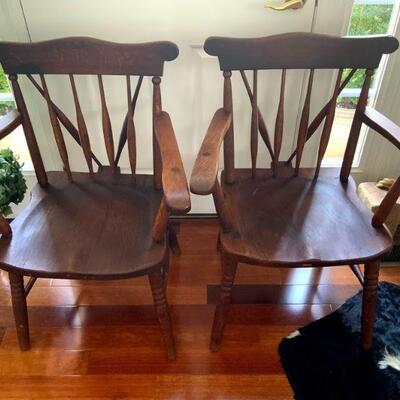 Set of 2 - Solid Oak Accent Chairs made from French Oak Wine Barrels - Very Unique