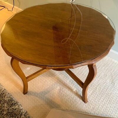 Vintage Side Table with Glass Top