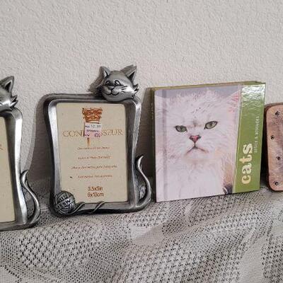 Lot 36: Assorted CAT Themed Frames, Book and Sign